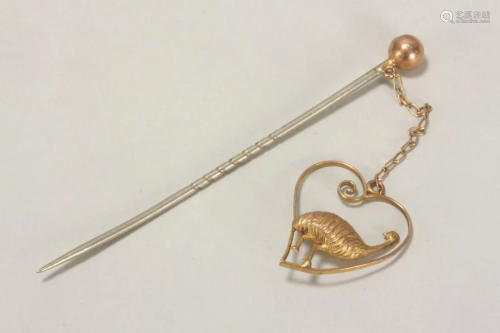 Australian Gold Emu Stick Pin,
