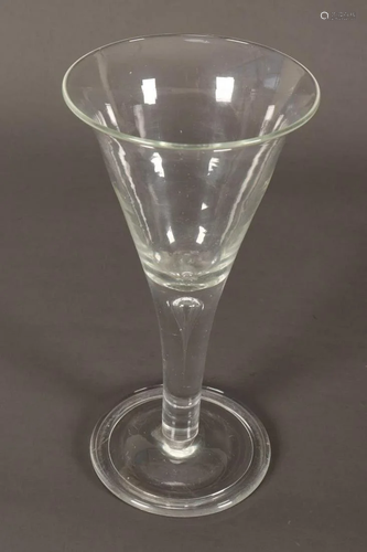 Georgian Plain Stem Wine Glass, c.1750,