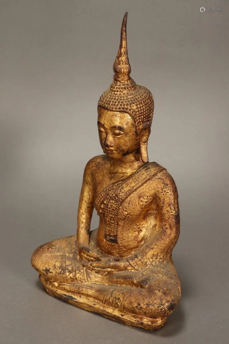 Thai Gilt Bronze Figure of a Seated Buddha,