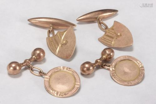Two Pairs of Gents 9ct Rose Gold Cufflinks,