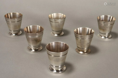 Set of Six Australian Sterling Silver Shot Glasses