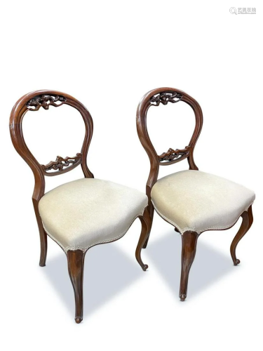 Pair of Victorian Balloon Back Dining Chairs,