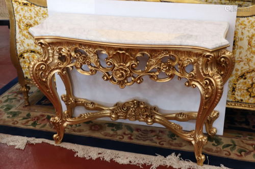 Gilt and Marble Top Console Table,