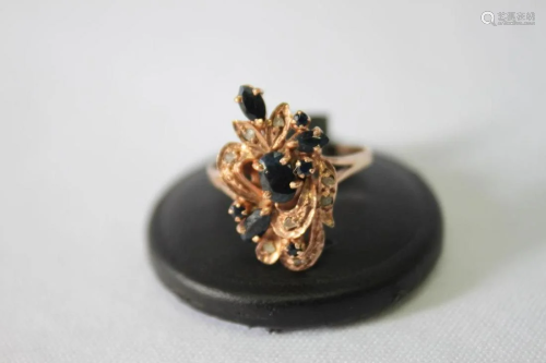 Ladies Rose Gold and Sapphire Dress Ring,