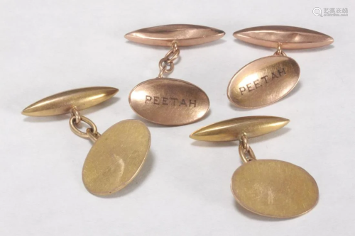 Two Pairs of 9ct Gold Cufflinks,