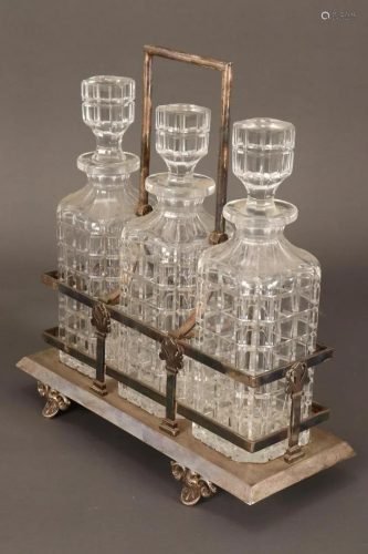 Hardy Bros. Silver Plate Three Bottle Tantalus,