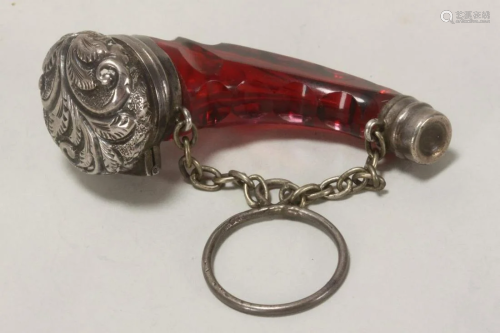 Victorian Scottish Sterling and Ruby Glass Scent