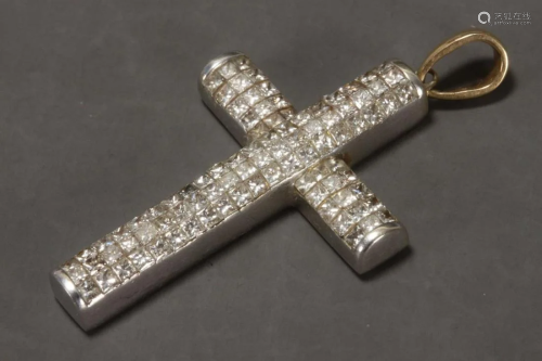 White Gold and Diamond Cross Pendant,