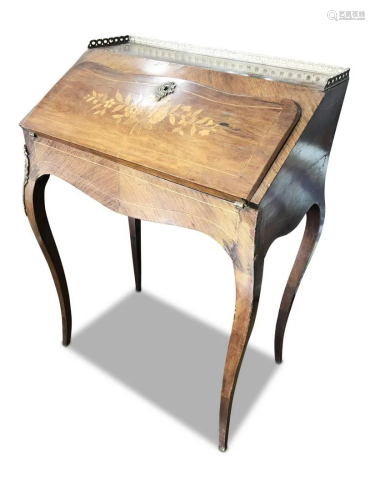 French Louis XV Style Walnut Bureau,