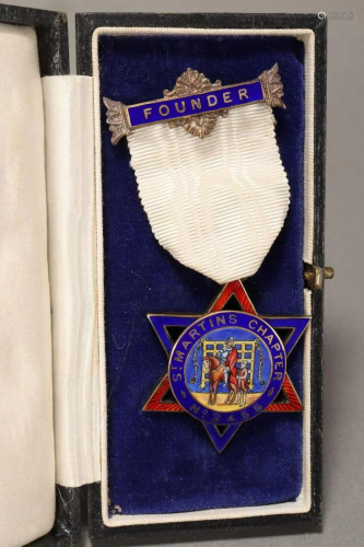 Masonic Sterling Silver and Enamel Medallion,