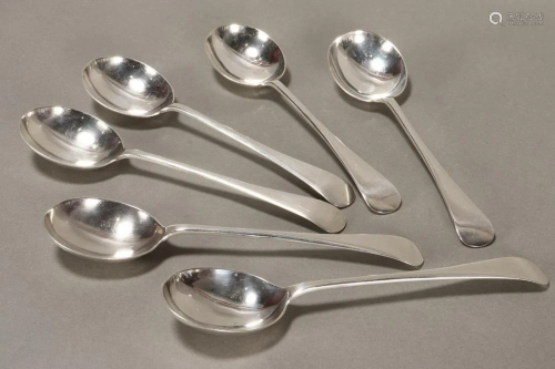 Six George V Sterling Silver Soup Spoons,