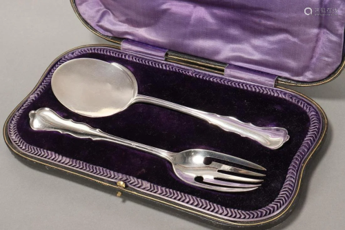 George V Sterling Silver Serving Fork and Spoon,