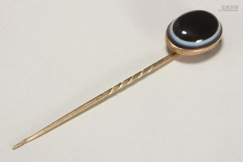 Victorian Gold and Black Onyx Stick Pin,