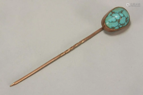 Victorian 9ct Gold and Turquoise Stick Pin,
