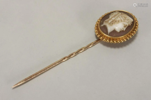 Victorian Gold Cameo Stick Pin,