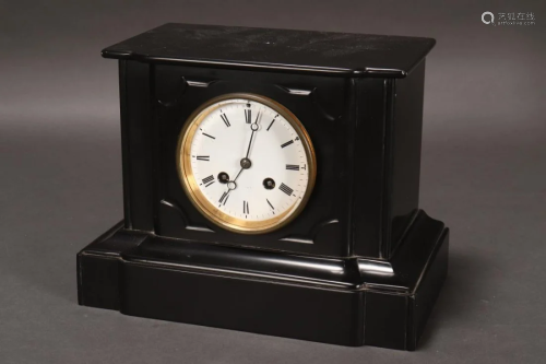 19th Century French Black Slate Mantle Clock,
