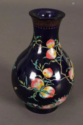 Chinese Cobalt Glass and Enamel Vase,