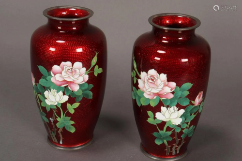 Pair of Japanese Cloisonn? Enamel Vases,