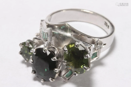 Ladies Sapphire, Emerald and Diamond Dress Ring,