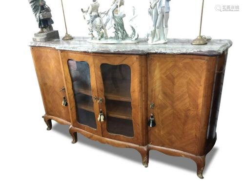 French Louis XV Style Marble Top Sideboard,