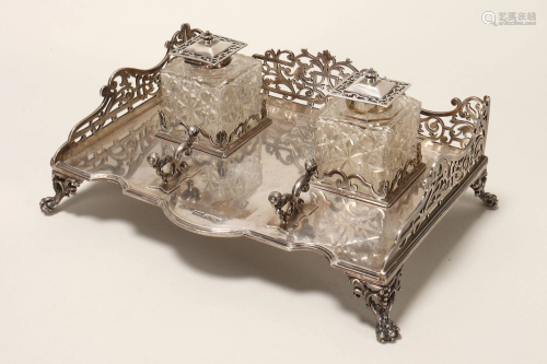 Late Victorian Sterling Silver Inkwell,