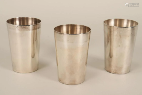Three German Sterling Silver Beakers,
