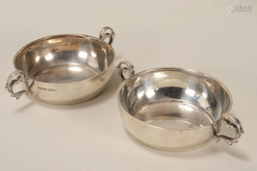 Pair George V Sterling Silver Twin Handled Dishes,