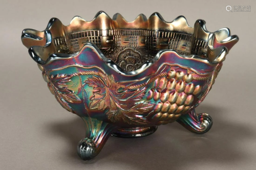 American Carnival Glass Footed Bowl,