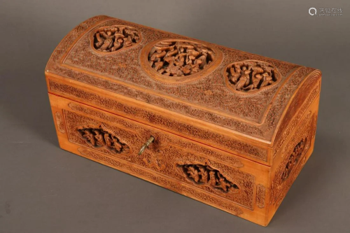 Very Finely Carved Chinese Wooden Box,