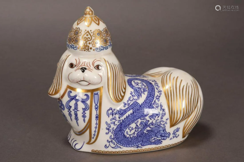 Royal Crown Derby 'Pekinese' Porcelain Figure,