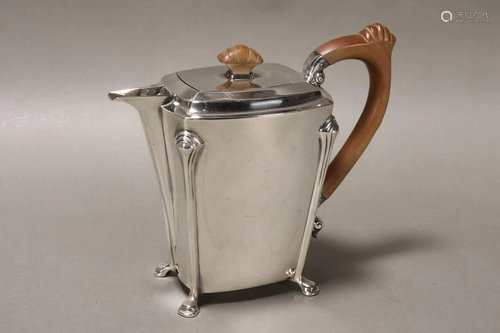 English Late Deco Sterling Silver Teapot,