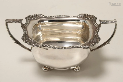 George VI Sterling Silver Twin Handled Sugar Bowl,