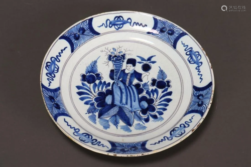 Dutch 19th Century Delft Blue and White Plate,