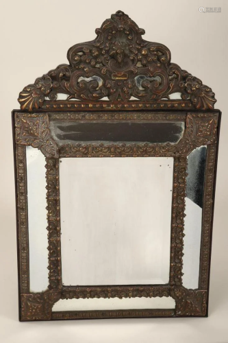 French 19th Century Repousse Cushion Mirror,