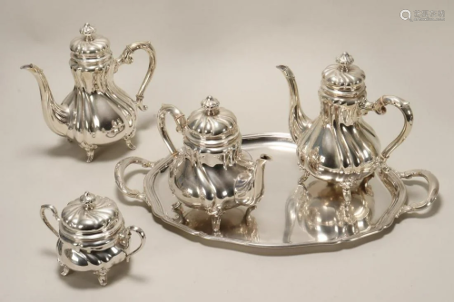 Early 20th Century German Five Piece Silver Tea