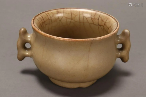 Chinese Longquan Twin Handled Censer,