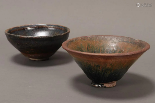 Two Chinese Hares Fur Glaze Bowls,