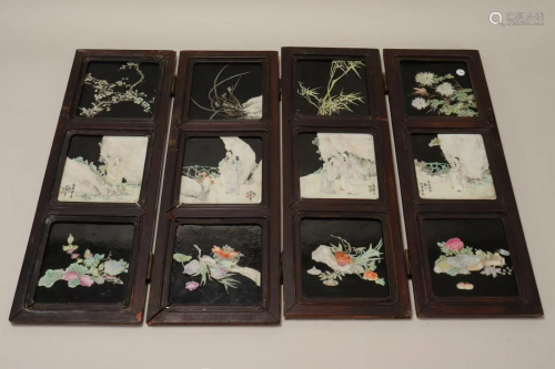 Chinese Late Qing Twelve Panel Porcelain Table