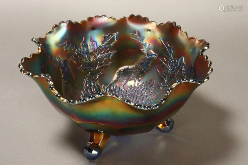 Fenton Carnival Glass Footed Bowl,