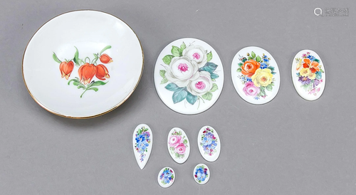 Eight Meissen plaques with pol