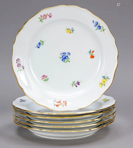 Six plates, Meissen, 1950's.,