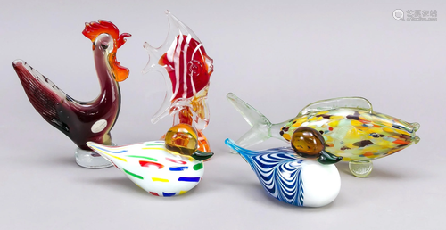 Set of five glass animals, Ita