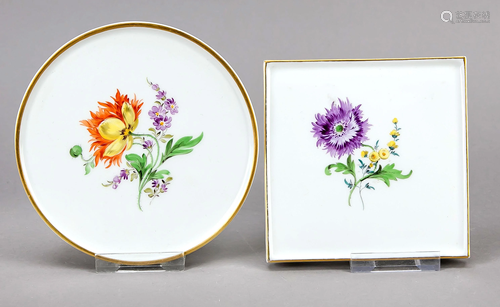 Two coasters, Meissen, 1x roun