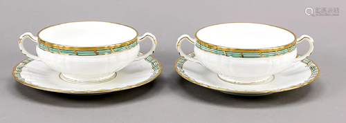 Pair of soup cups with saucers