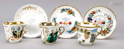 Three reserve cups with saucer