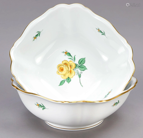 Two carrÃ© bowls, Meissen, afte