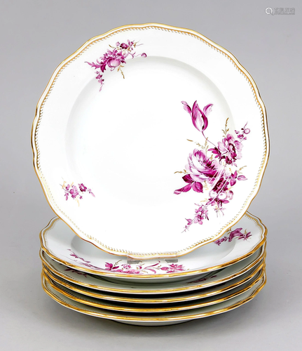 Six shallow dinner plates, Mei