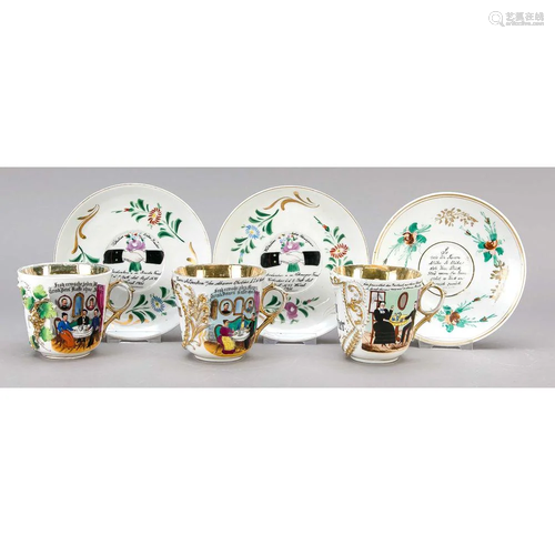 Three reserve cups with saucer