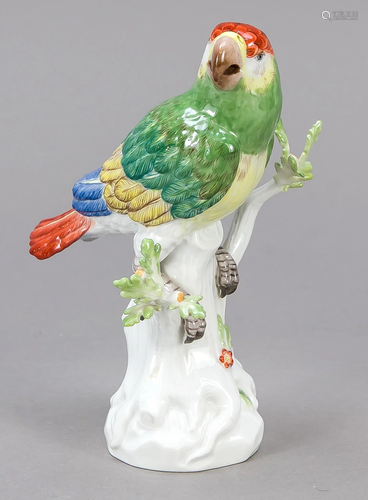 Parrot on branch, Meissen, aft