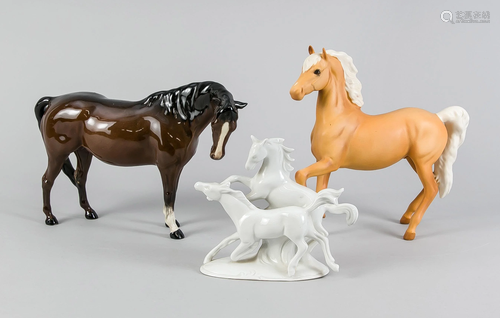 Three horse figures, 20th c.,